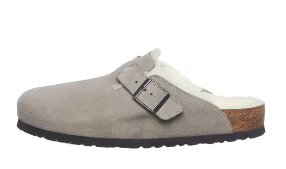 Birkenstock Boston Shearling Suede Stone Coin
