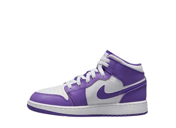 Air Jordan 1 Mid "White Purple" (GS)