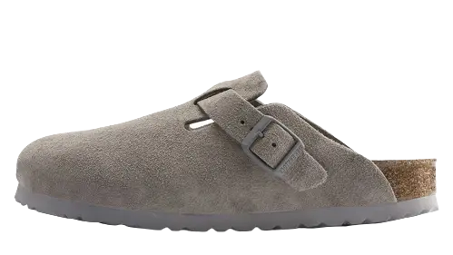 Birkenstock Boston Soft Footbed Suede Stone Coin
