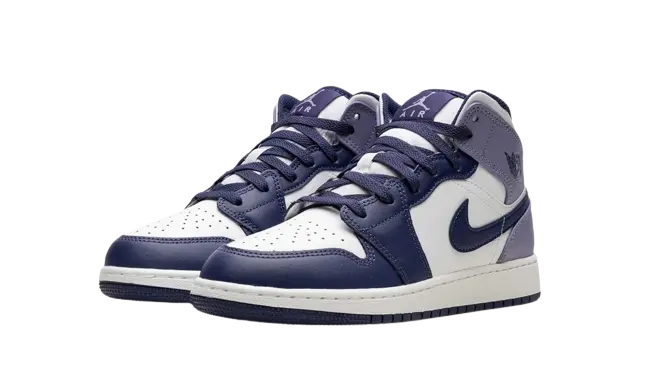 Jordan 1 Mid White Sky J Purple (GS) - Image 1