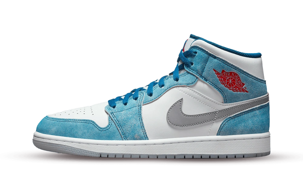 Jordan 1 Mid French Blue Fire Red