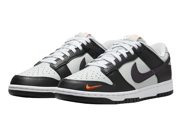 Nike Dunk Low Grey Black Orange Mini Swoosh - Image 1
