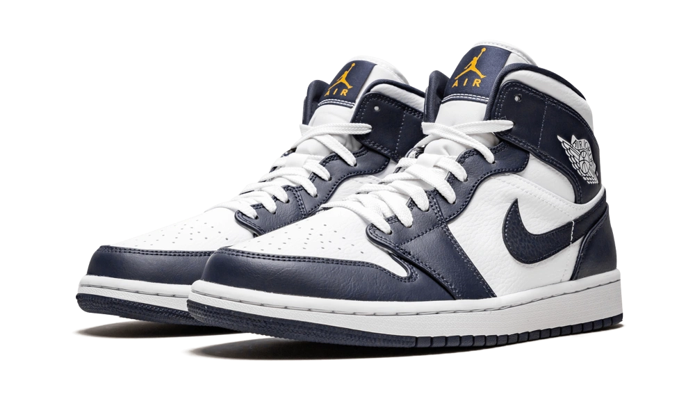 Jordan 1 Mid White Metallic Gold Obsidian - Image 1
