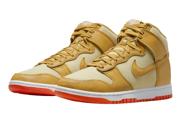 Nike Dunk High Wheat Gold Safety Orange - Image 1