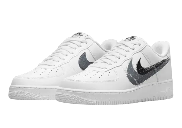 Nike Air Force 1 Low '07 Spray Paint Swoosh White Black Grey - Image 1