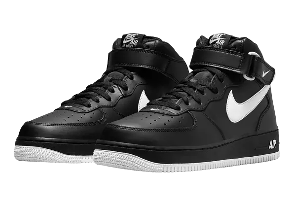 Nike Air Force 1 Mid '07 Black White Sole - Image 1