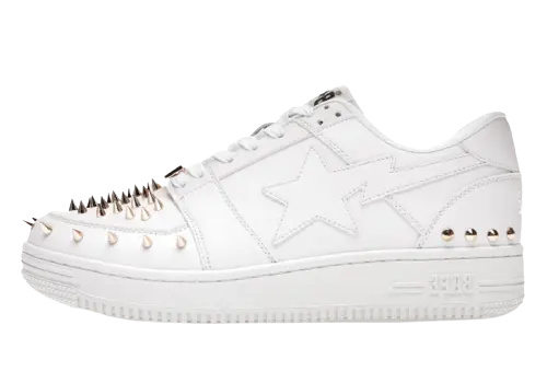 A Bathing Ape Bape Sta Low White Gold Studded