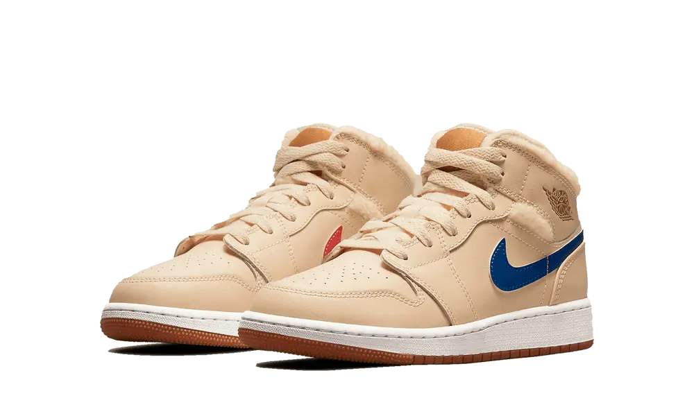 Jordan 1 Mid Utility Fleece Pearl White (GS) - Image 1