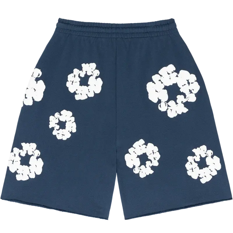 Denim Tears The Cotton Wreath Shorts Navy - Image 1