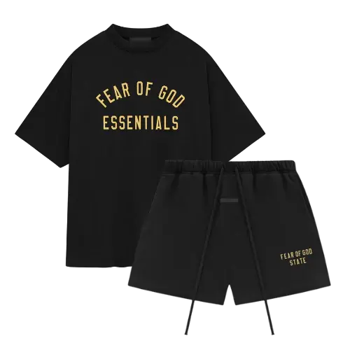 Fear of God Essentials Fleece Black Summer Set
