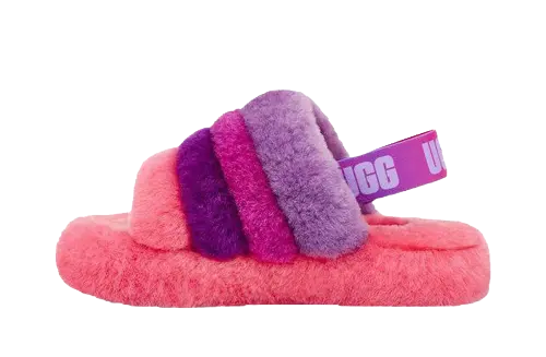 UGG Fluff Yeah Slide Pink Purple Rainbow (Kids)