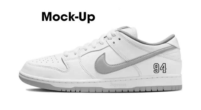 Nike SB Dunk Low Supreme 94 White Metallic Silver