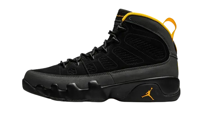 Jordan 9 Retro Dark Charcoal University Gold