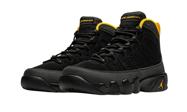 Jordan 9 Retro Dark Charcoal University Gold (GS) - Image 1
