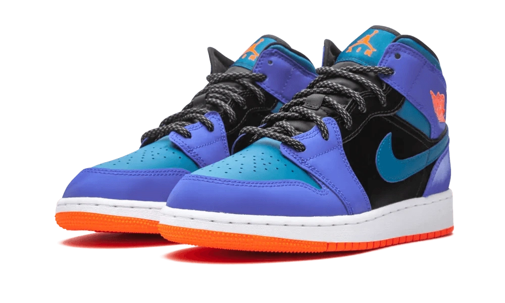 Jordan 1 Mid Racer Blue Green Abyss (GS) - Image 1