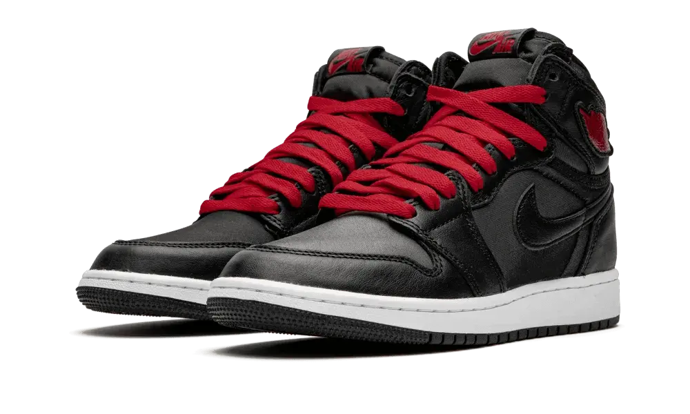 Jordan 1 Retro High Black Satin Gym Red Black (GS) - Image 1