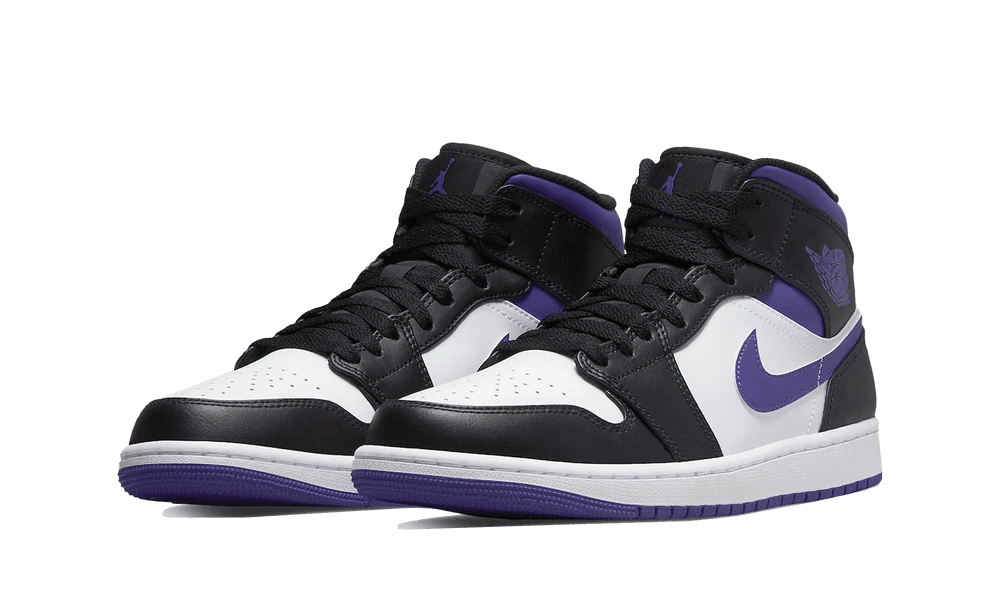 Jordan 1 Mid White Black Purple - Image 1