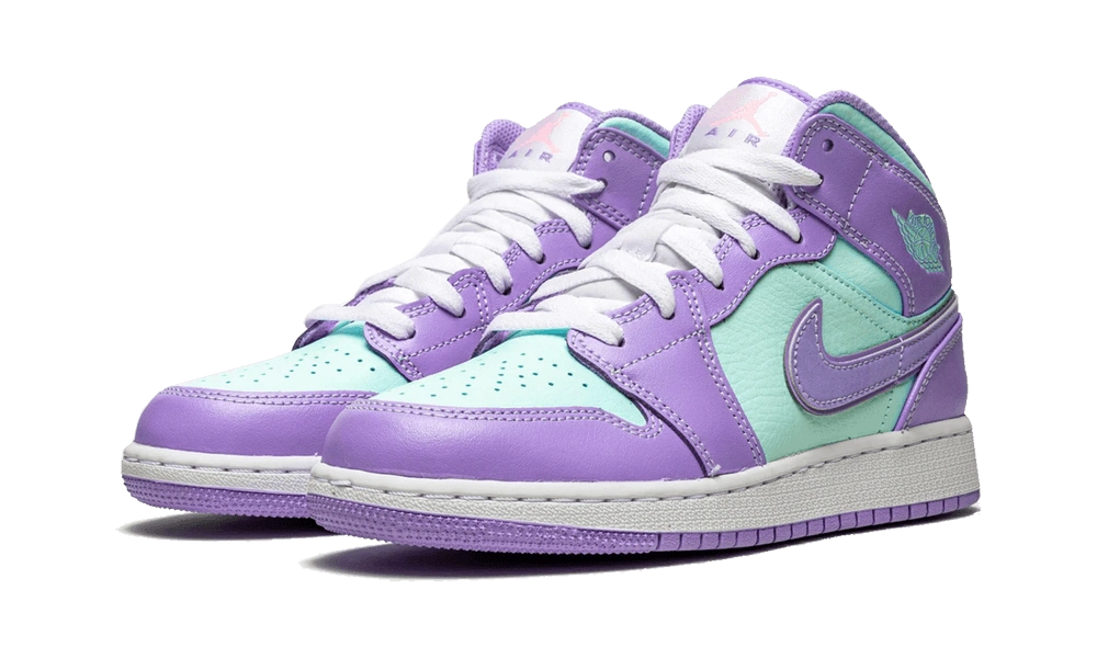 Jordan 1 Mid Purple Aqua (GS) - Image 1