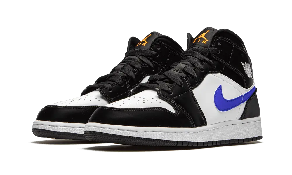 Jordan 1 Mid Black Racer Blue White (GS) - Image 1