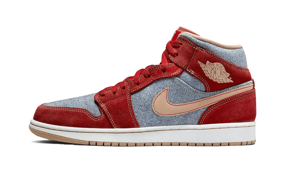 Jordan 1 Mid Denim Red