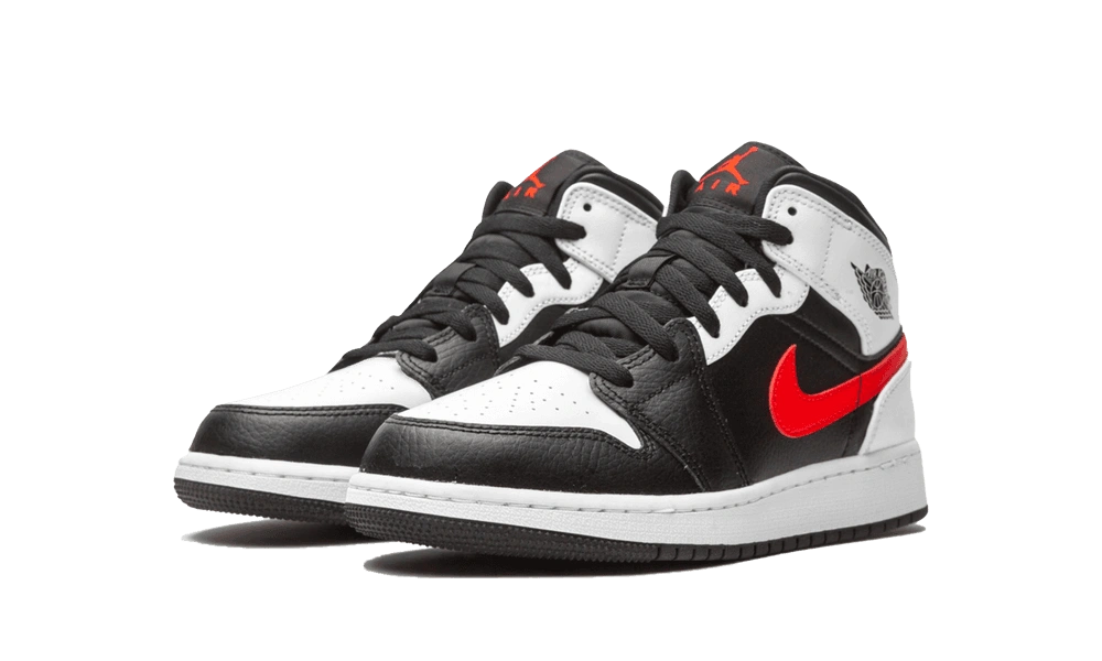 Jordan 1 Mid White Black Chile Red (GS) - Image 1