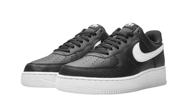 Nike Air Force 1 Low '07 Black White Pebbled Leather - Image 1