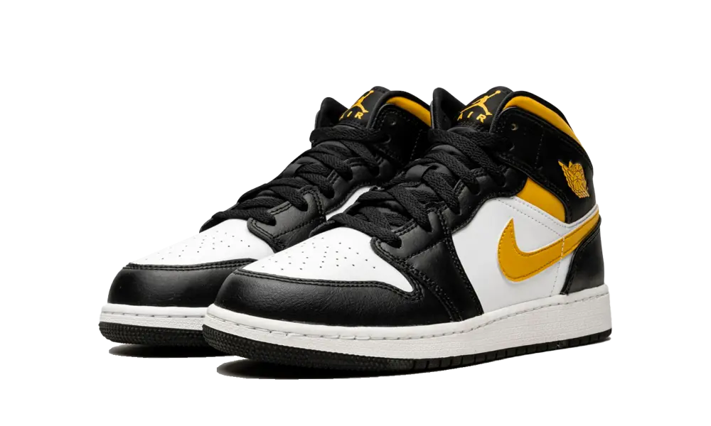 Jordan 1 Mid White Pollen Black (GS) - Image 1