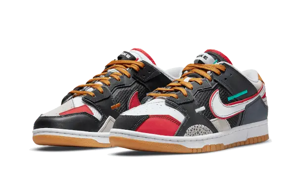 Nike Dunk Low Scrap Black Grey University Red - Image 1