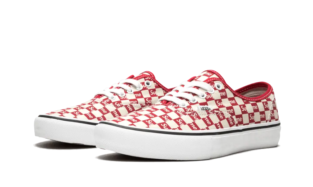 Vans Authentic Supreme Red Checker Logo - Image 1