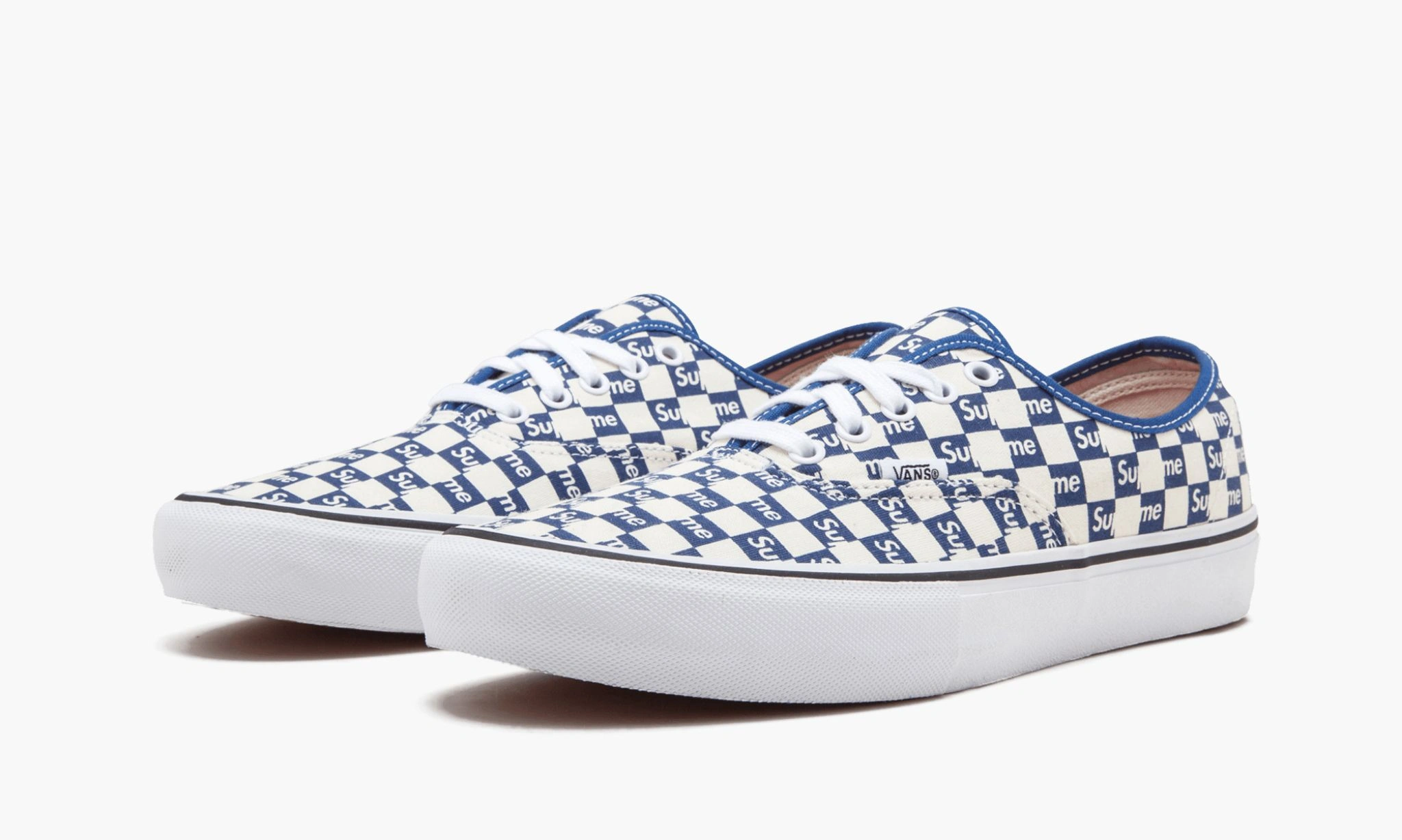 Vans Authentic Supreme Blue Checker Logo - Image 1
