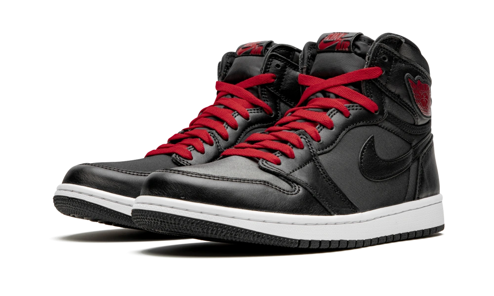 Jordan 1 Retro High Black Satin Gym Red - Image 1