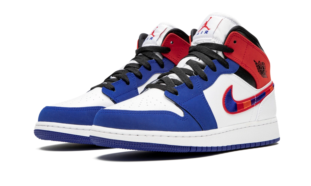 Jordan 1 Mid Rush Blue University Red (GS) - Image 1