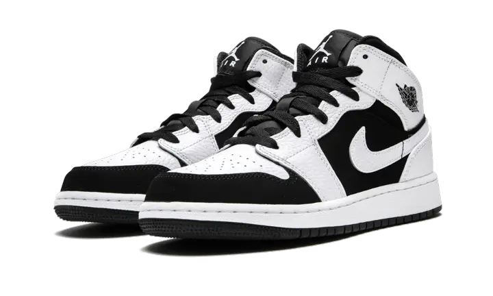 Jordan 1 Mid White Black (GS) - Image 1