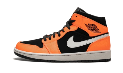Jordan 1 Mid Black/Orange Peel