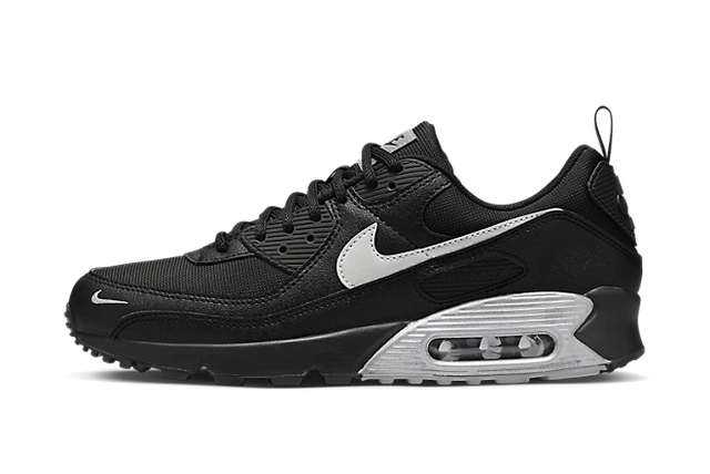 Nike Air Max 90 Black Metallic Silver Mini Swoosh