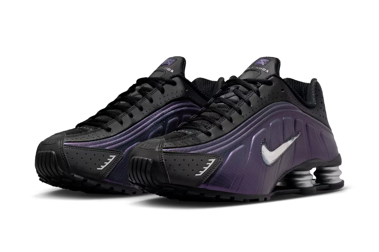 Nike Shox R4 Black Metallic Silver Purple Dynasty - Image 1