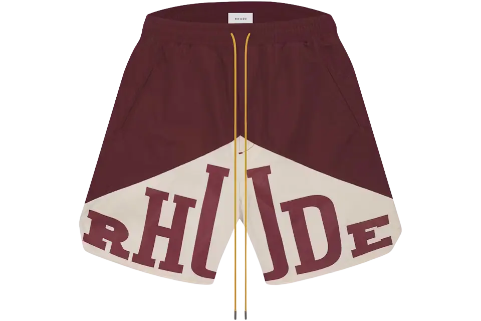 Rhude Cupro Yachting Shorts Maroon/White