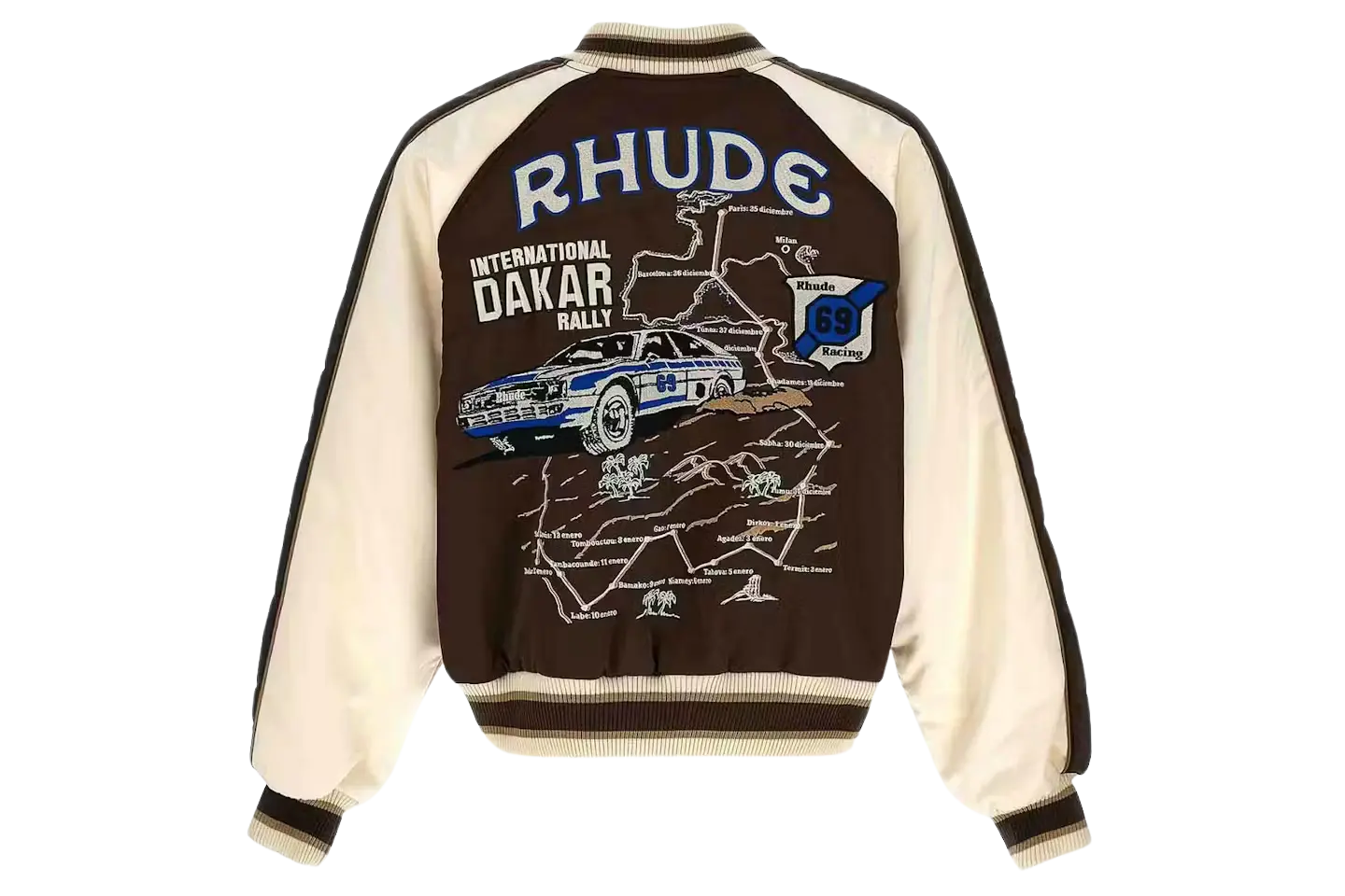 Rhude Crepe Satin Souvenier Jacket Brown/Cream - Image 1