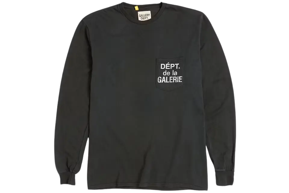 Gallery Dept. French Logo Pocket L/S T-shirt Washed Black
