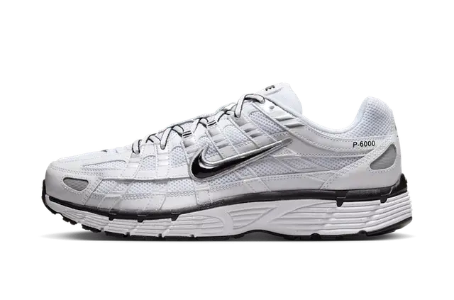 Nike P-6000 White Metallic Silver Black
