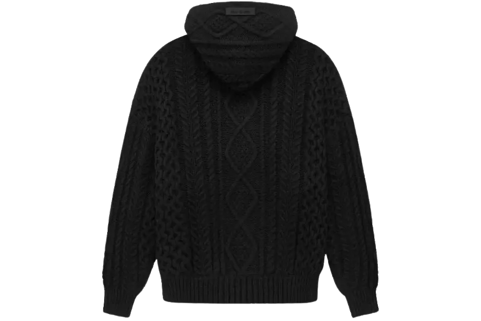 Fear of God Essentials Cable Knit Hoodie Black - Image 1