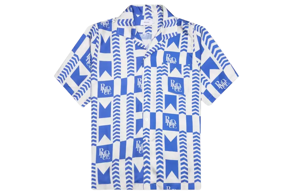 Rhude Blue Grasse Silk Shirt Blue/Ivory