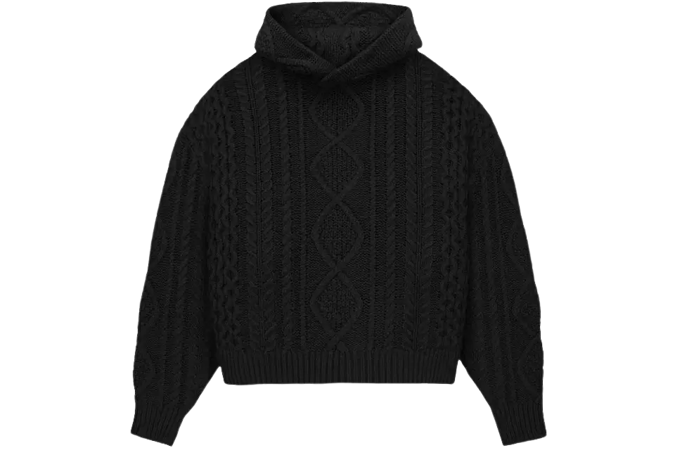 Fear of God Essentials Cable Knit Hoodie Jet Black