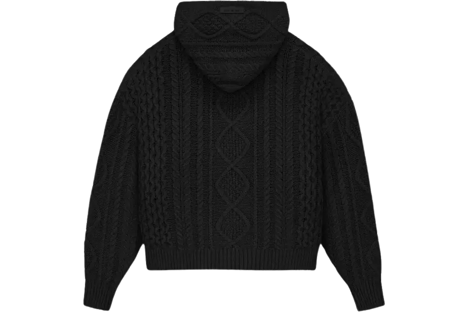 Fear of God Essentials Cable Knit Hoodie Jet Black - Image 1