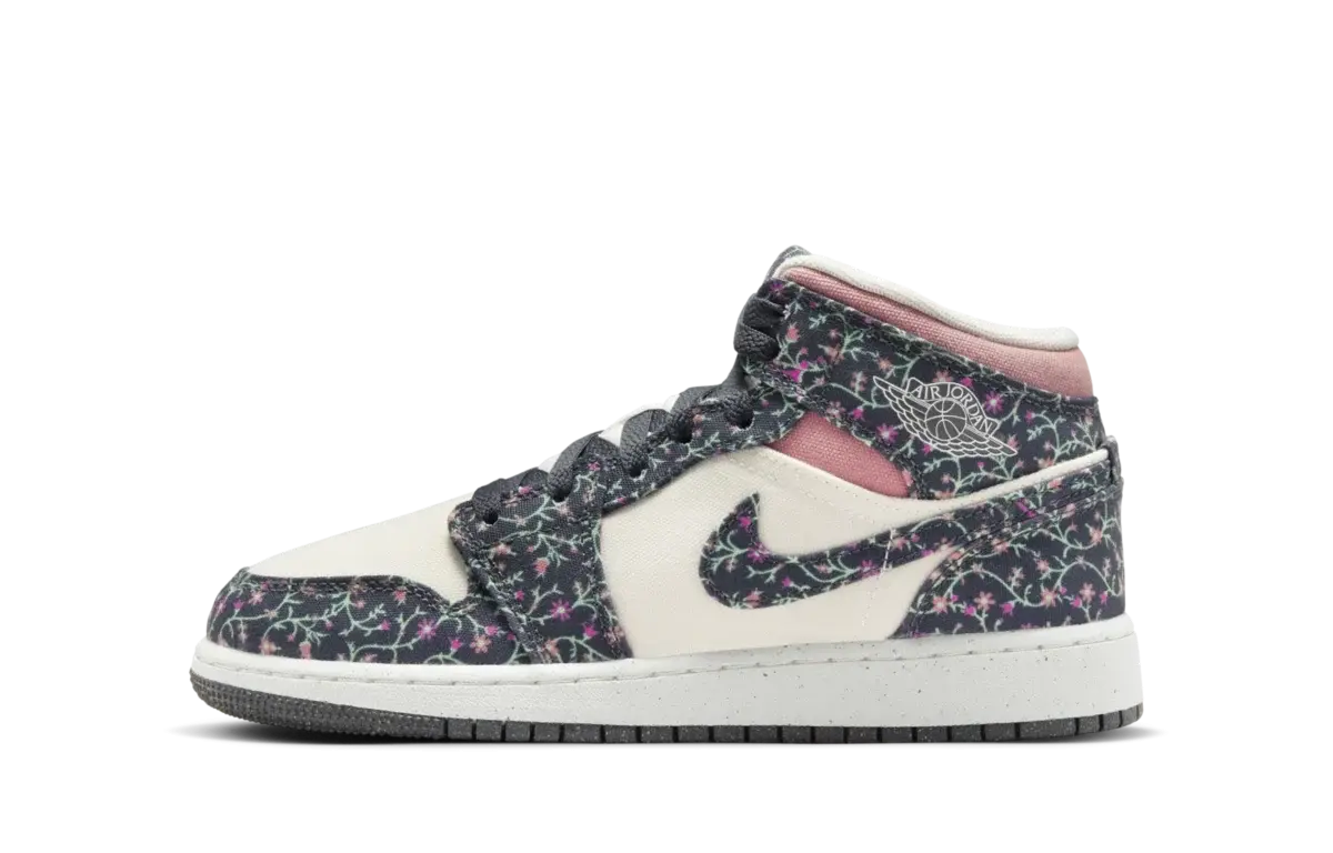Air Jordan 1 Mid SE 'Floral Canvas' (GS)