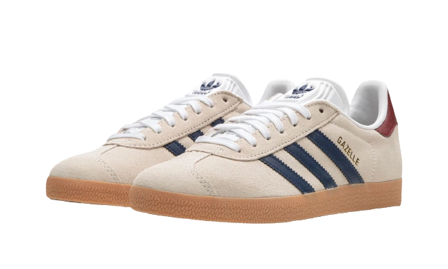 adidas Gazelle Beige Dark Blue Collegiate Burgundy - Image 1
