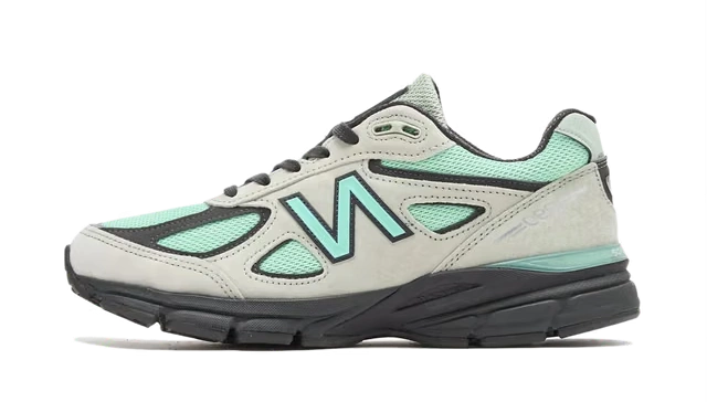 New Balance 990v4 MiUSA Silver Moss Bright Mint product photo