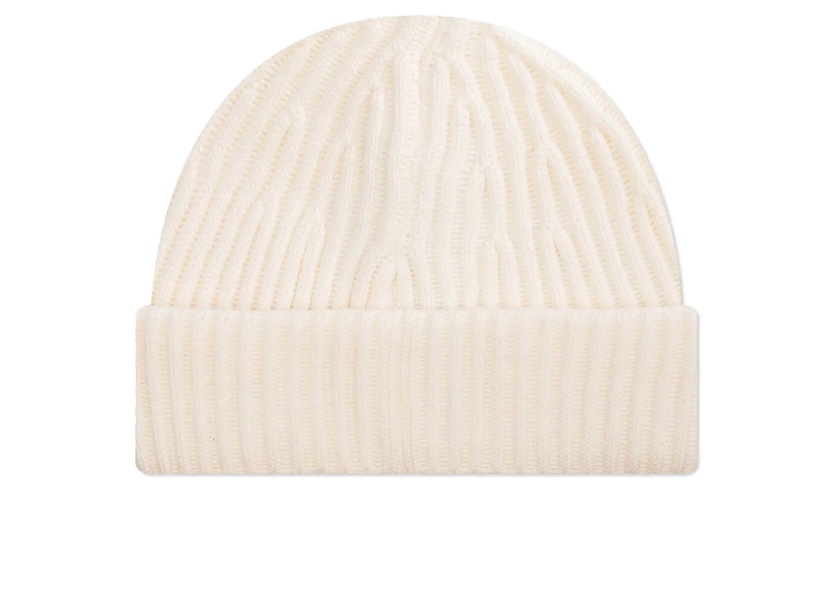 Stone Island Full Rib Wool Beanie Natural White - Image 1