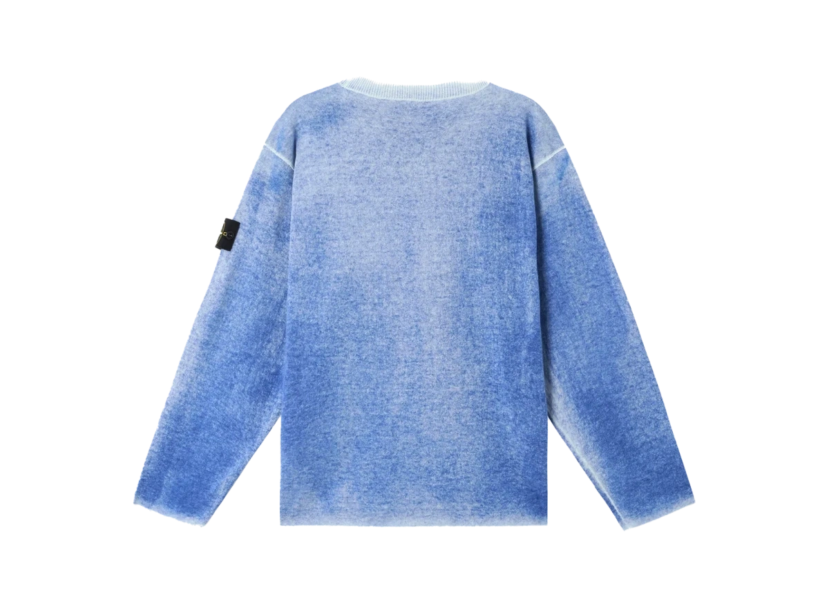 Stone Island Oversized Raw Hand Crewneck Blue - Image 1