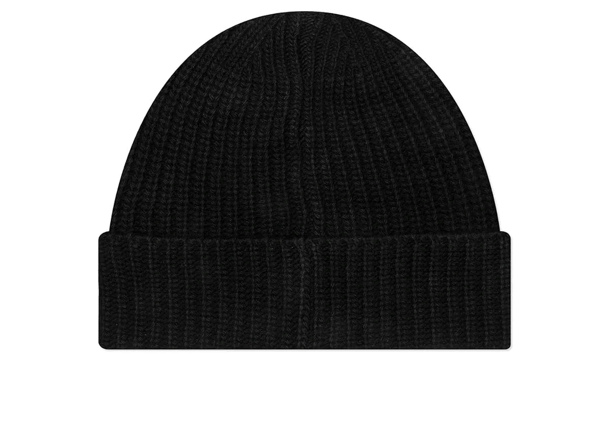 Stone Island Ribbed Geelong Wool Beanie Black - Image 1